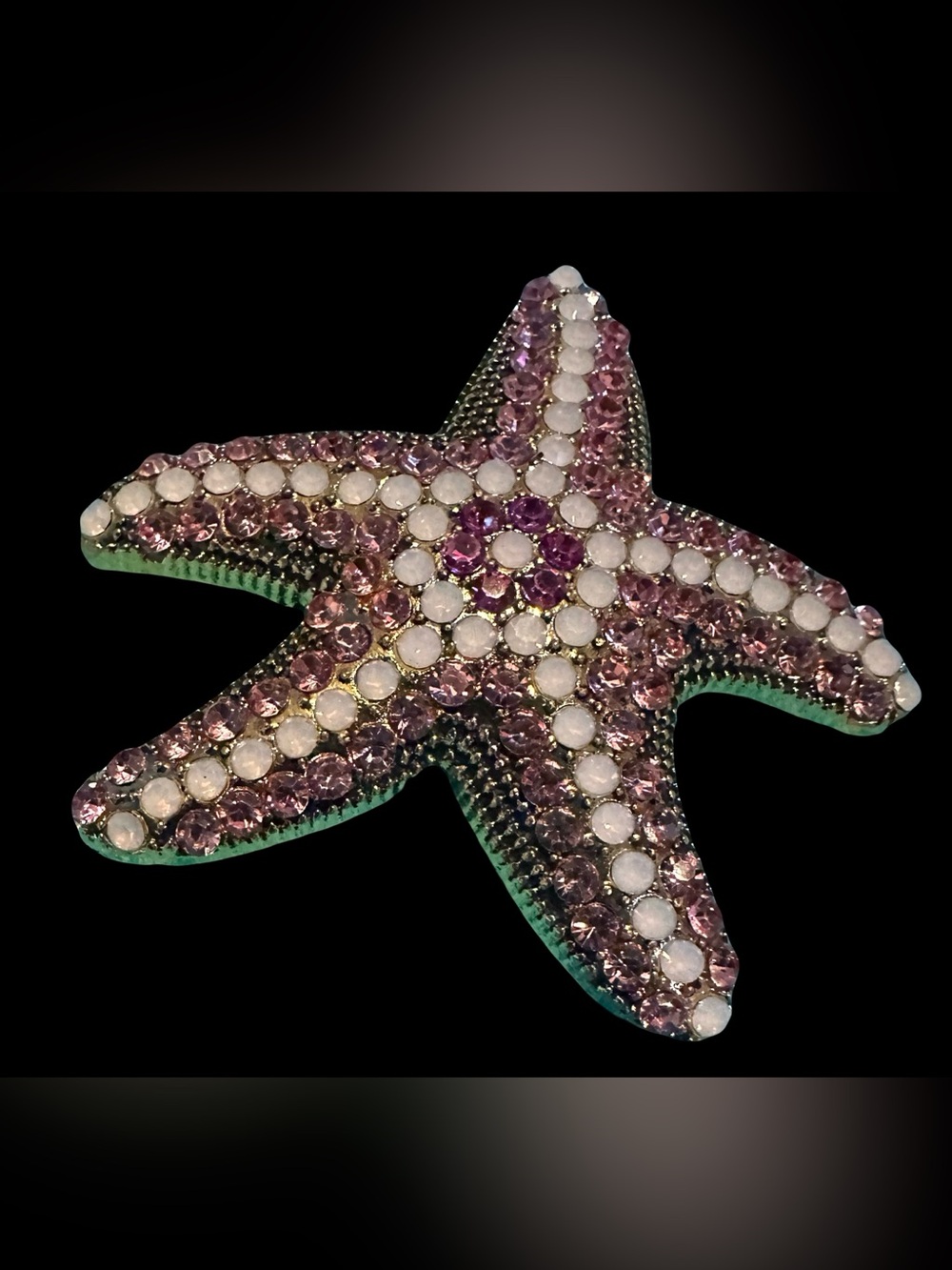 Crystal Starfish Brooch in Pinkish Purple and White